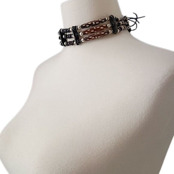 Native American Style Choker Necklace Ceramic Beaded Tribal Ethnic Bohemian - Picture 7 of 16